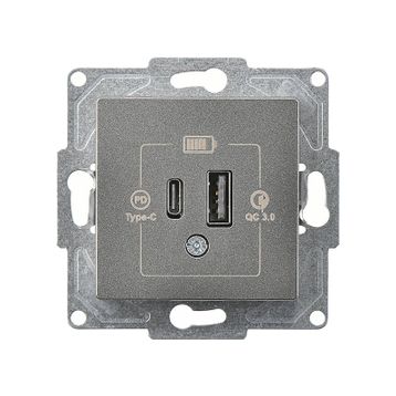 Günsan EQONA 20W TYPE C + TYPE A Füme 2 Çıkışlı USB Şarj Prizi