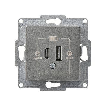 Günsan EQONA 20W TYPE C + TYPE A Füme 2 Çıkışlı USB Şarj Prizi
