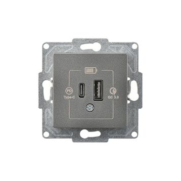 Günsan EQONA 20W TYPE C + TYPE A Füme 2 Çıkışlı USB Şarj Prizi
