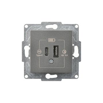 Günsan EQONA 20W TYPE C + TYPE A Füme 2 Çıkışlı USB Şarj Prizi