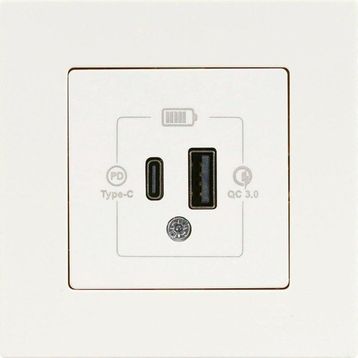 Günsan Eqona Fildişi Beyazı Siyah 2 Çıkışlı Type C + Type A 20W USB Şarj Prizi