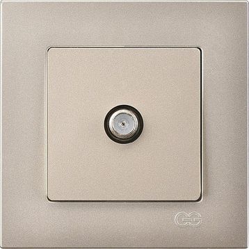Günsan Eqona Radius Neoline Tekli F Konnektörlü Geçişli Sonlu Metalik Bej Mekanizma Tuş Kapak Uydu Prizi