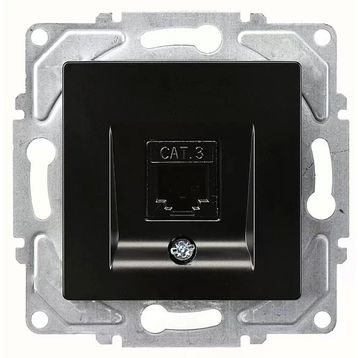 Günsan EQONA RJ45 CAT5E + CAT3 Mat Siyah Data Nümeris Telefon Prizi