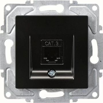 Günsan EQONA RJ45 CAT5E + CAT3 Mat Siyah Data Nümeris Telefon Prizi