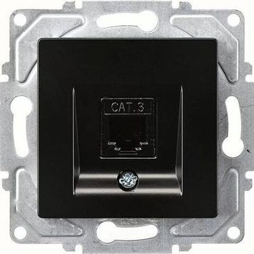 Günsan EQONA RJ45 CAT5E + CAT3 Mat Siyah Data Nümeris Telefon Prizi