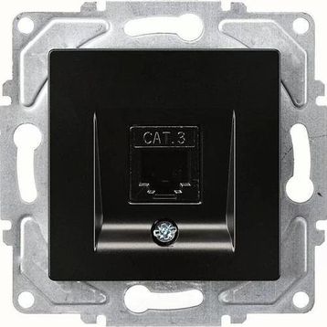 Günsan EQONA RJ45 CAT5E + CAT3 Mat Siyah Data Nümeris Telefon Prizi