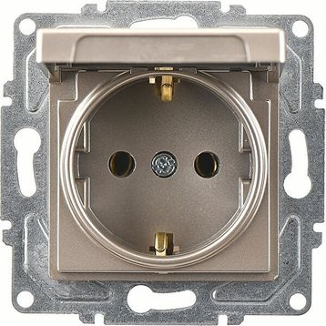 Günsan Metalik Bej Elektrik Eqona Çerçevesiz Kapaklı Topraklı Priz