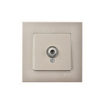 Günsan Metalik Bej Elektrik Eqona Çerçevesiz Kapaklı Topraklı Priz