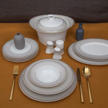 Güral 61 Parça Yuvarlak Bone Yemek Takımı