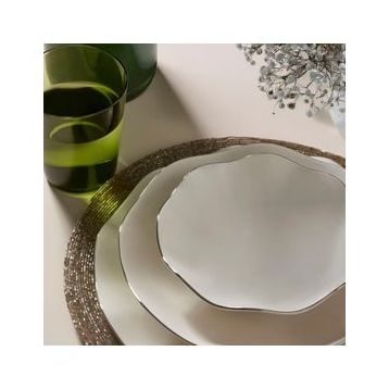 Güral Porselen 220 Nesrin 18 Parça 6 Kişilik Gümüş File Yemek Takımı