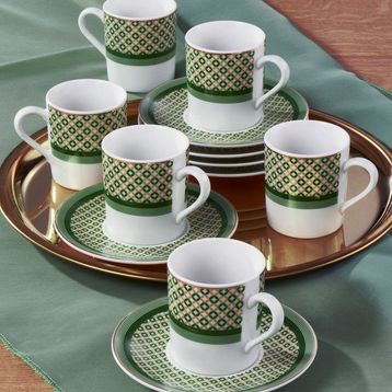 Güral Porselen 2351 Camelia 12 Parça 6 Kişilik Bone Türk Kahvesi Fincan Takımı