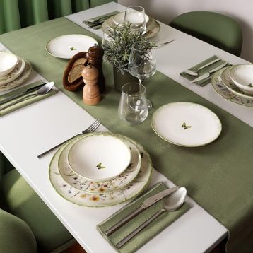 Güral Porselen 4883 Flora Green 16 Parça 4 Kişilik Yemek Takımı