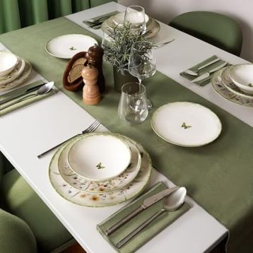 Güral Porselen 4883 Flora Green 16 Parça 4 Kişilik Yemek Takımı