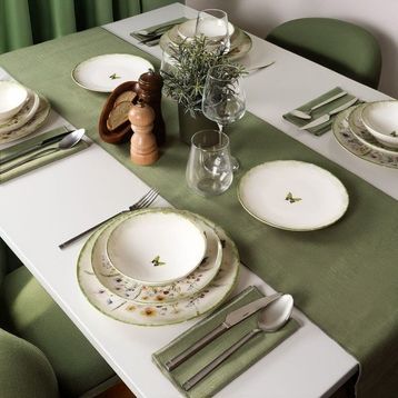 Güral Porselen 4883 Flora Green 16 Parça 4 Kişilik Yemek Takımı