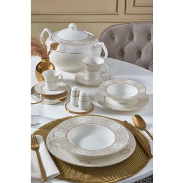 Güral Porselen 6132 Yuvarlak Bone 85 Parça Yemek Takımı