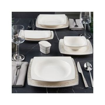 Güral Porselen 6327 Caroline 54 Parça 12 Kişilik Kare Bone Yemek Takımı