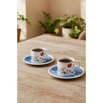 Güral Porselen 6709 Mavi Mental 4 Parça Çay Fincan Takımı