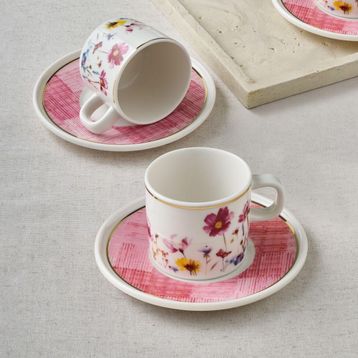 Güral Porselen 67092 Pembe Mental 4 Parça Çay Fincan Takımı