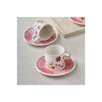 Güral Porselen 67092 Pembe Mental 4 Parça Çay Fincan Takımı