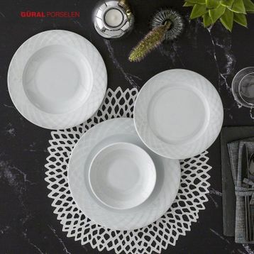 Güral Porselen Alfa 24 Parça 6 Kişilik Yemek Takımı