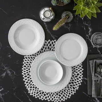 Güral Porselen Alfa 36 Parça Düz Beyaz Yemek Takımı