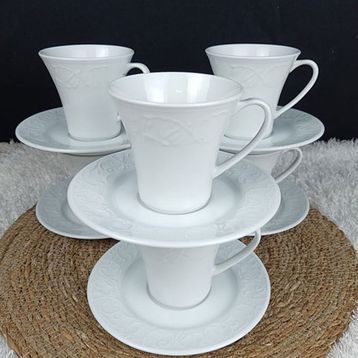 Güral Porselen Bahar Dalı Beyaz Çay Fincan Takımı