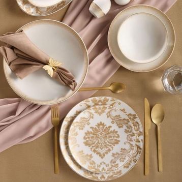 Güral Porselen Gold 6585 Camelia 54 Parça 12 Kişilik Yemek Takımı