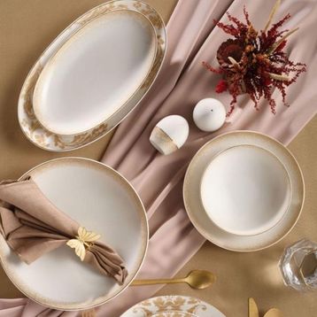 Güral Porselen Gold 6585 Camelia 54 Parça 12 Kişilik Yemek Takımı