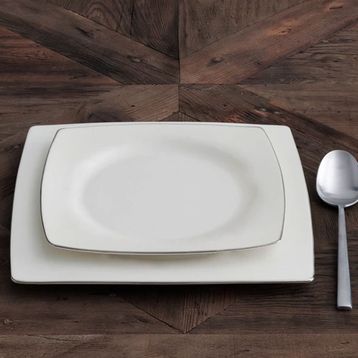 Güral Porselen Gümüş Yaldız 220 Caroline 85 Parça 12 Kişilik Kare Yemek Takımı