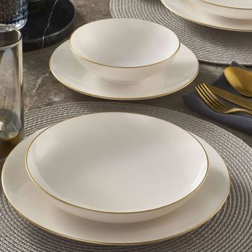 Güral Porselen Mat Gold Camelia 6 Kişilik 24 Parça Yemek Takımı