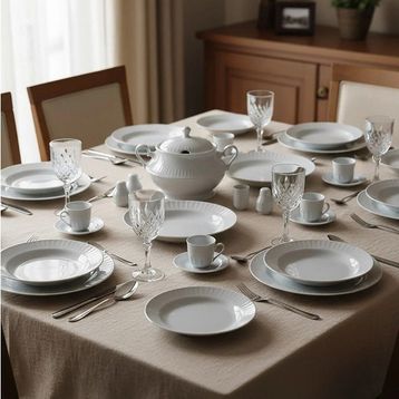 Güral Porselen Sedef Beyaz 12 Kişilik 82 Parça Beyaz Yemek Takımı