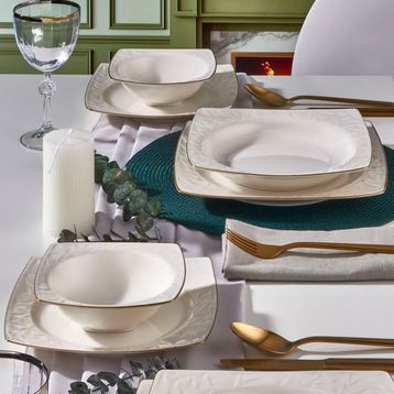 Güral Porselen Vivente Gold 8 Parça 2 Kişilik Bone Yemek Takımı