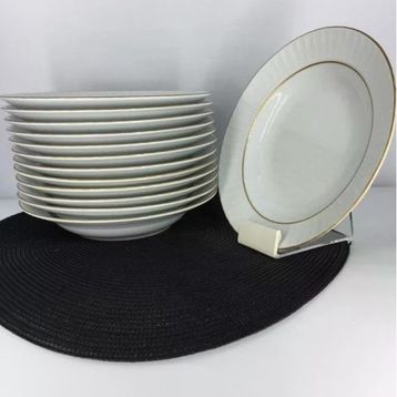 Güral Porselen Yaldızlı 12'li 19 cm Çukur Yemek Tabağı
