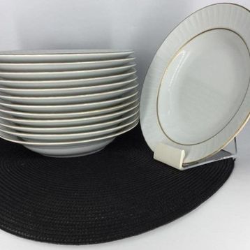 Güral Porselen Yaldızlı 12'li 19 cm Çukur Yemek Tabağı
