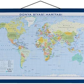 Gürbüz Yayınları 35x50 cm 22011 Dünya Fiziki + Siyasi Haritası