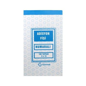 Gürmat Kod:42 9x15 cm 1 Nüsha 100 Sayfa Numaralı Adisyon Fişi
