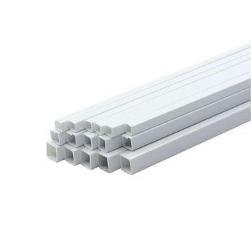 Güven Sanat 5750289 8x8 mm 50 cm 5 Adet Plastik Beyaz İçi Boş Kare Çıta