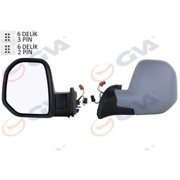 Gva 1045161 Berlingo-Partner 08 Elektrik Isıtmalı Astarlı Konveks Sol Dış Dikiz Aynası