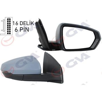 Gva VM-6390EHPR VW Polo 17- Elektrikli Isıtmalı Sinyalli Astarlı Konveks Sağ Dış Dikiz Aynası
