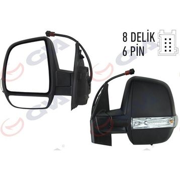 Gva VM-669EHPL Doblo 11 Elektrikli Isıtmalı Sinyalli Çift Cam Konveks 6 Fiş Sol Dış Dikiz Aynası