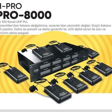 H-Pro PRO-8000 8'li 100 Kanal Yaka Mikrofonu