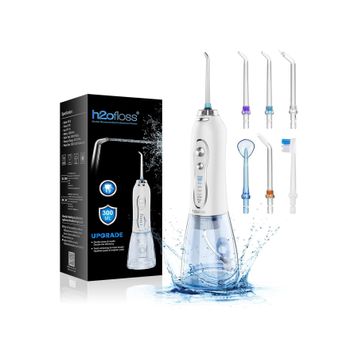 H2ofloss 5 Modlu 6 Başlıklı IPX7 300 ml Su Hazneli Beyaz Şarjlı Kablosuz Ağız Duşu