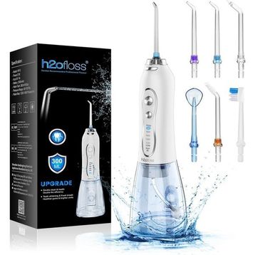 H2ofloss 5 Modlu 6 Başlıklı IPX7 300 ml Su Hazneli Beyaz Şarjlı Kablosuz Ağız Duşu