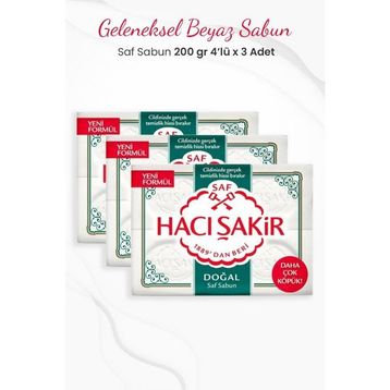 Hacı Şakir 4x200 gr 3 Adet Doğal Saf Geleneksel Beyaz Sabun