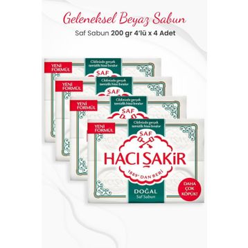 Hacı Şakir 4x200 gr 4 Adet Doğal Saf Geleneksel Beyaz Sabun