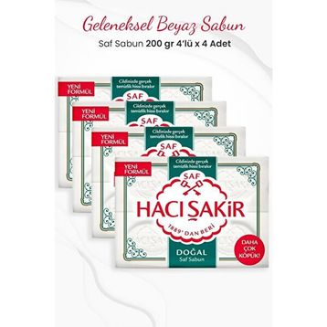 Hacı Şakir 4x200 gr 4 Adet Doğal Saf Geleneksel Beyaz Sabun