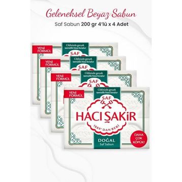 Hacı Şakir 4x200 gr 4 Adet Doğal Saf Geleneksel Beyaz Sabun
