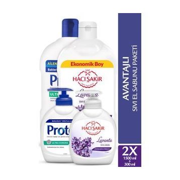 Hacı Şakir & Protex Avantajlı Sıvı El Sabunu Paketi 1500 ml+ 2x300 ml
