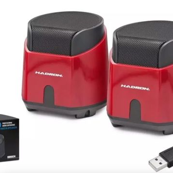 Hadron HD6024R 1+1 Kanal 2x3W Çıkışlı 3.5 mm AUX Ses+USB Güç Beslemeli Kırmızı Bilgisayar Hoparlörü