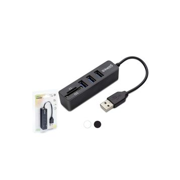 Hadron HDX7009 USB-A 2.0 3XUSB 2.0 HUB+SD/TF Kart Okuyuculu Siyah USB Çoklayıcı